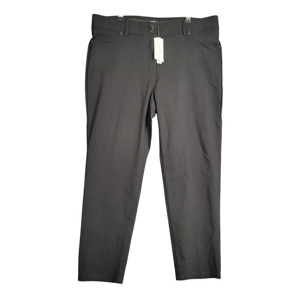 NWT JOAN VASS Black Comfort Waist Ankle Stretch Pants SIZE 16P 16 PETITE - Picture 1 of 11
